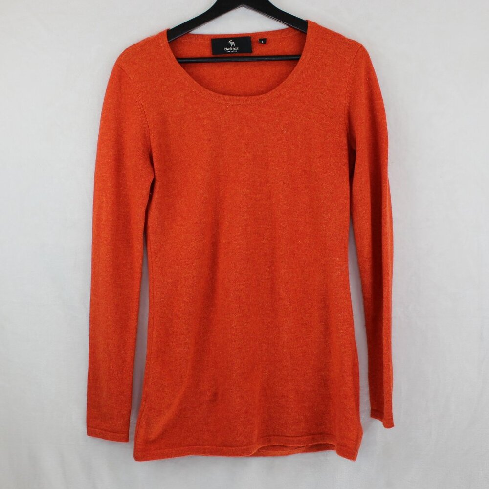 Black Goat Scoop Neck Orange Cashmere Sweater (L)